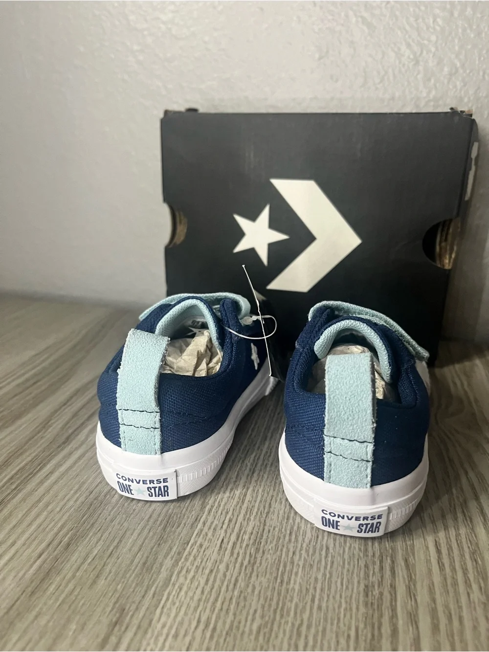 Converse Kids Navy Blue Sneakers with Light Blue Straps